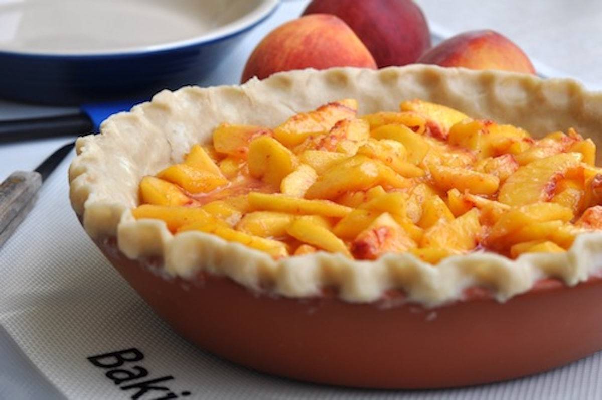 Peaches in a pie crust.