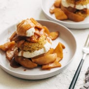pumpkin biscuits with cinnamon apples and maple whipped cream.