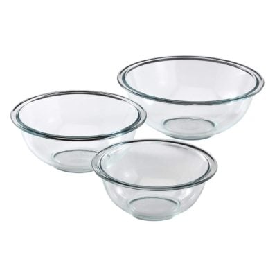 Pyrex set of 3 glass mixing bowls