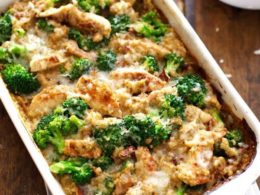 Creamy Chicken Quinoa And Broccoli Casserole Recipe Pinch Of Yum