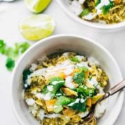 A picture of Roasted Tomatillo Chicken and Rice Bowls