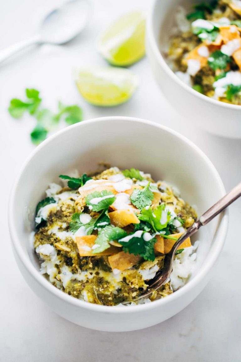 Roasted Tomatillo Chicken and Rice Bowls Recipe Pinch of Yum