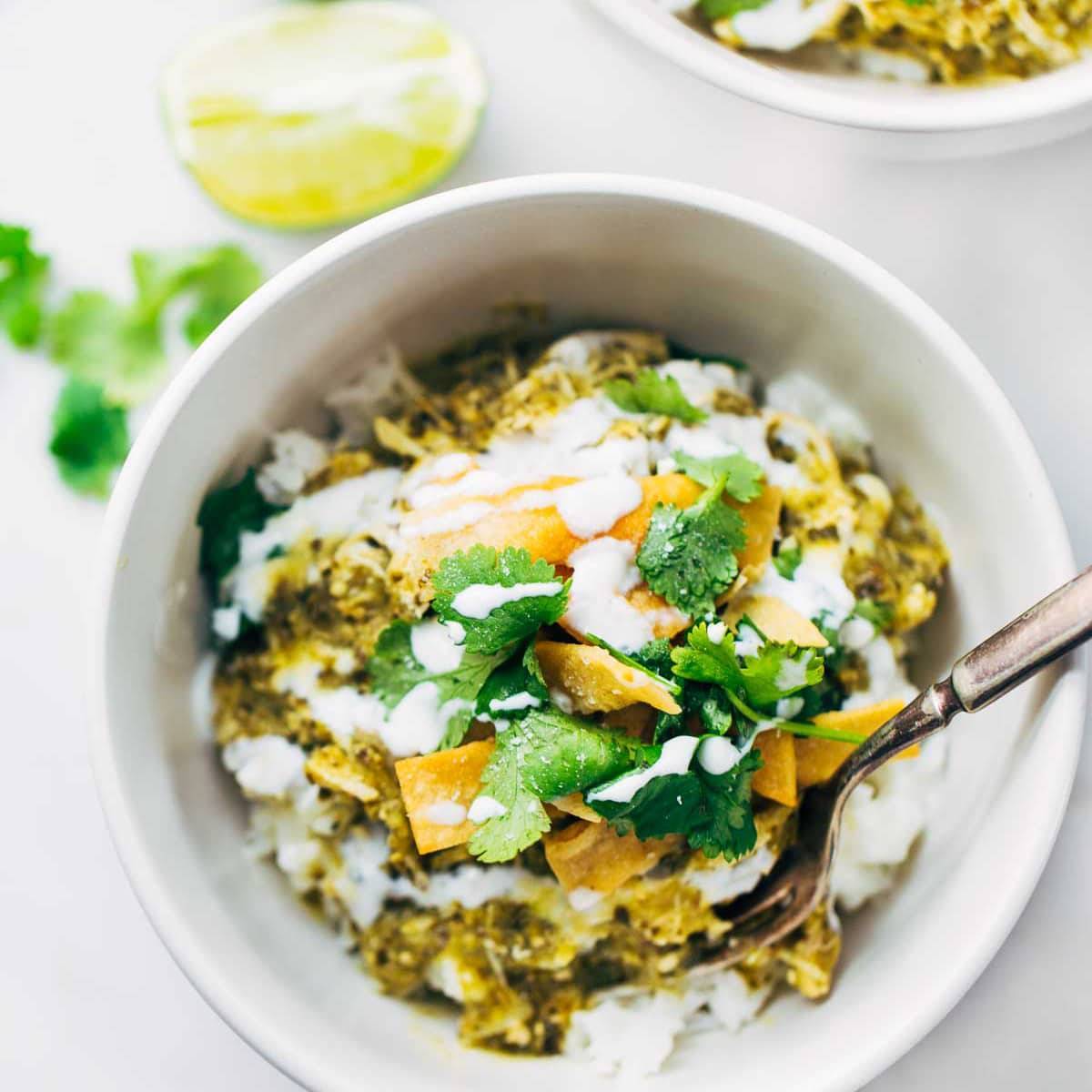 Roasted Tomatillo Chicken And Rice Bowls Recipe Pinch Of Yum