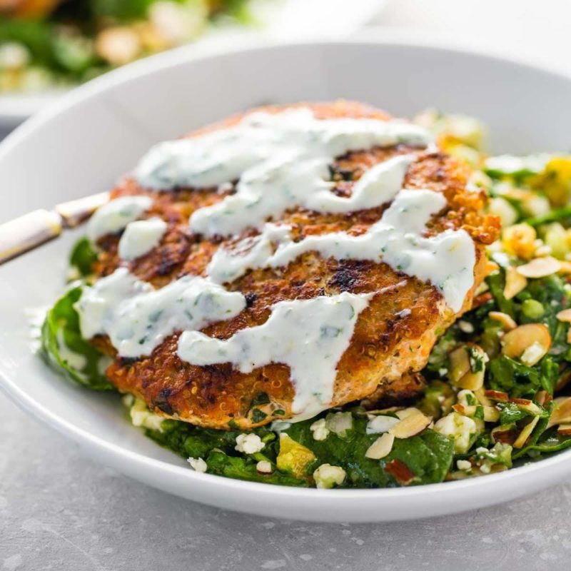 Lemon Herb Salmon Burgers Recipe Pinch of Yum