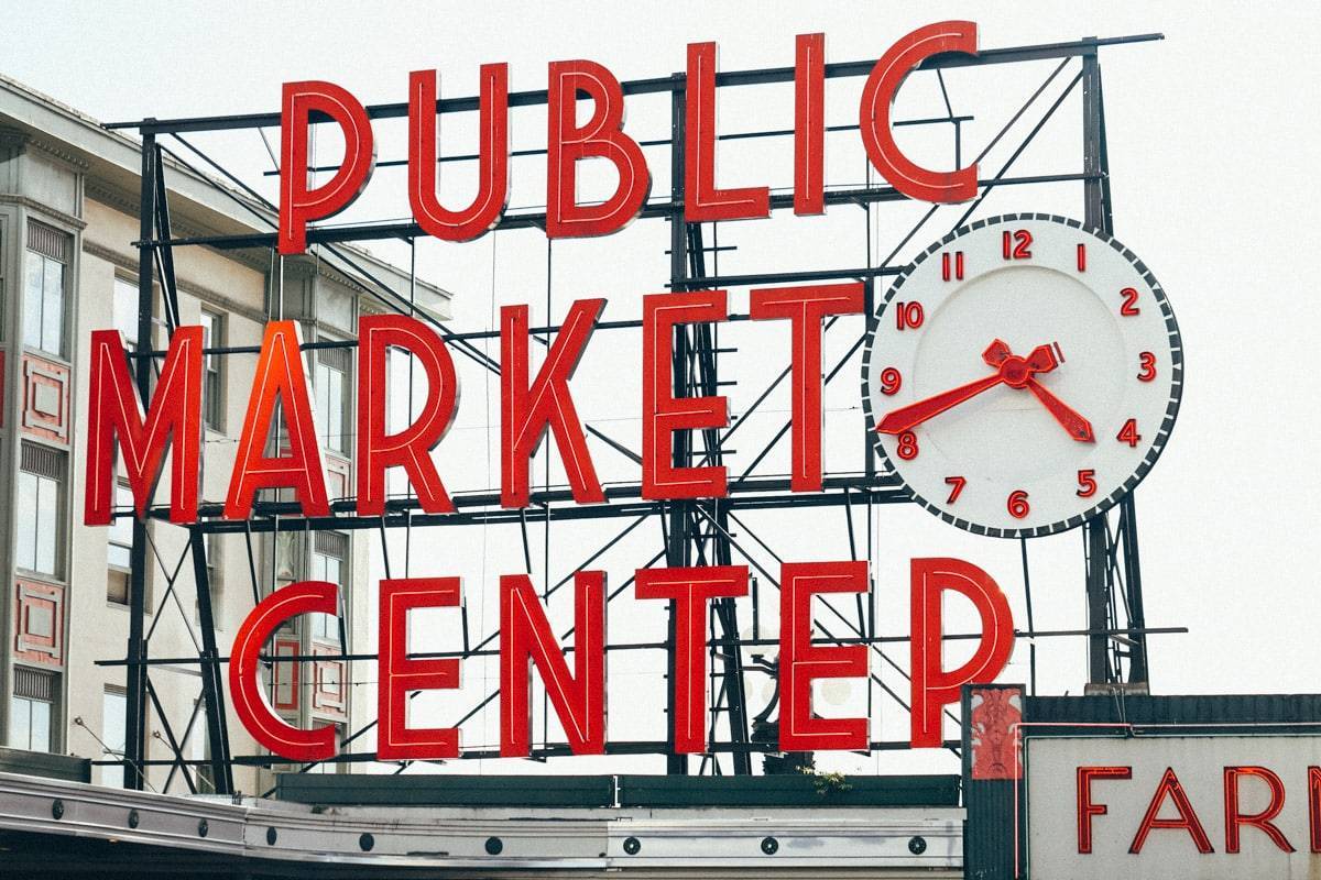 Public market center sign.
