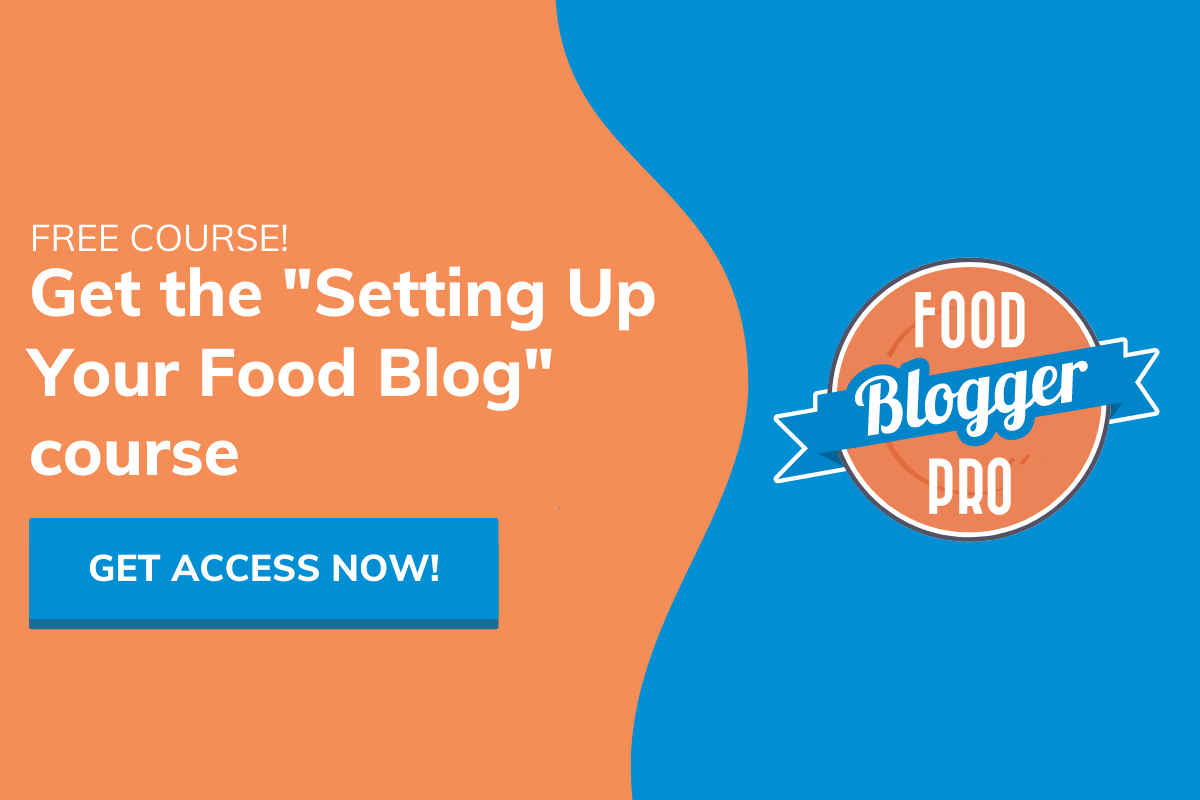a banner ad for Food Blogger Pro's 'Setting Up Your Food Blog' course with the Food Blogger Pro logo