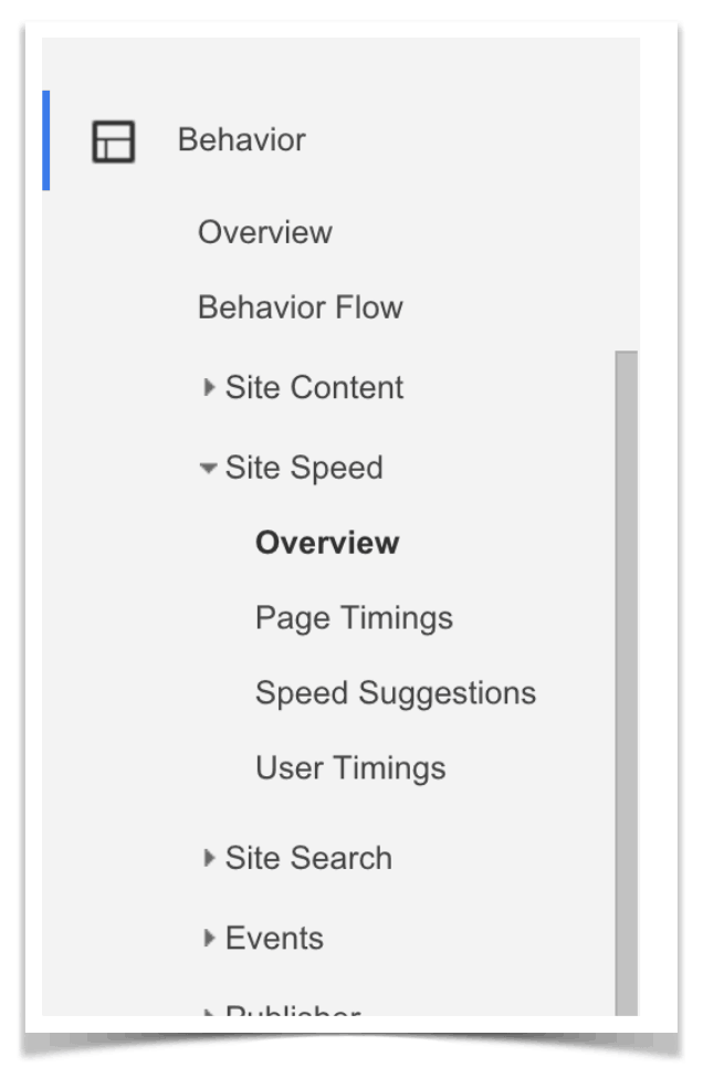 Site Speed in Google Analytics.