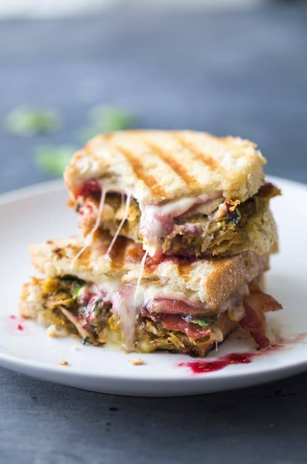 Loaded Turkey Panini (For Thanksgiving Leftovers) via Pinch of Yum