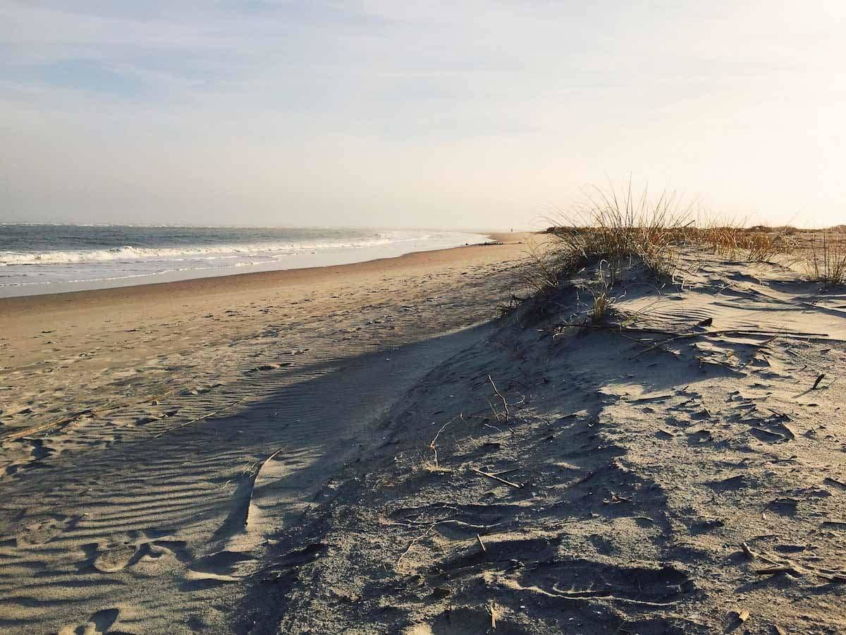 Sandy shoreline.