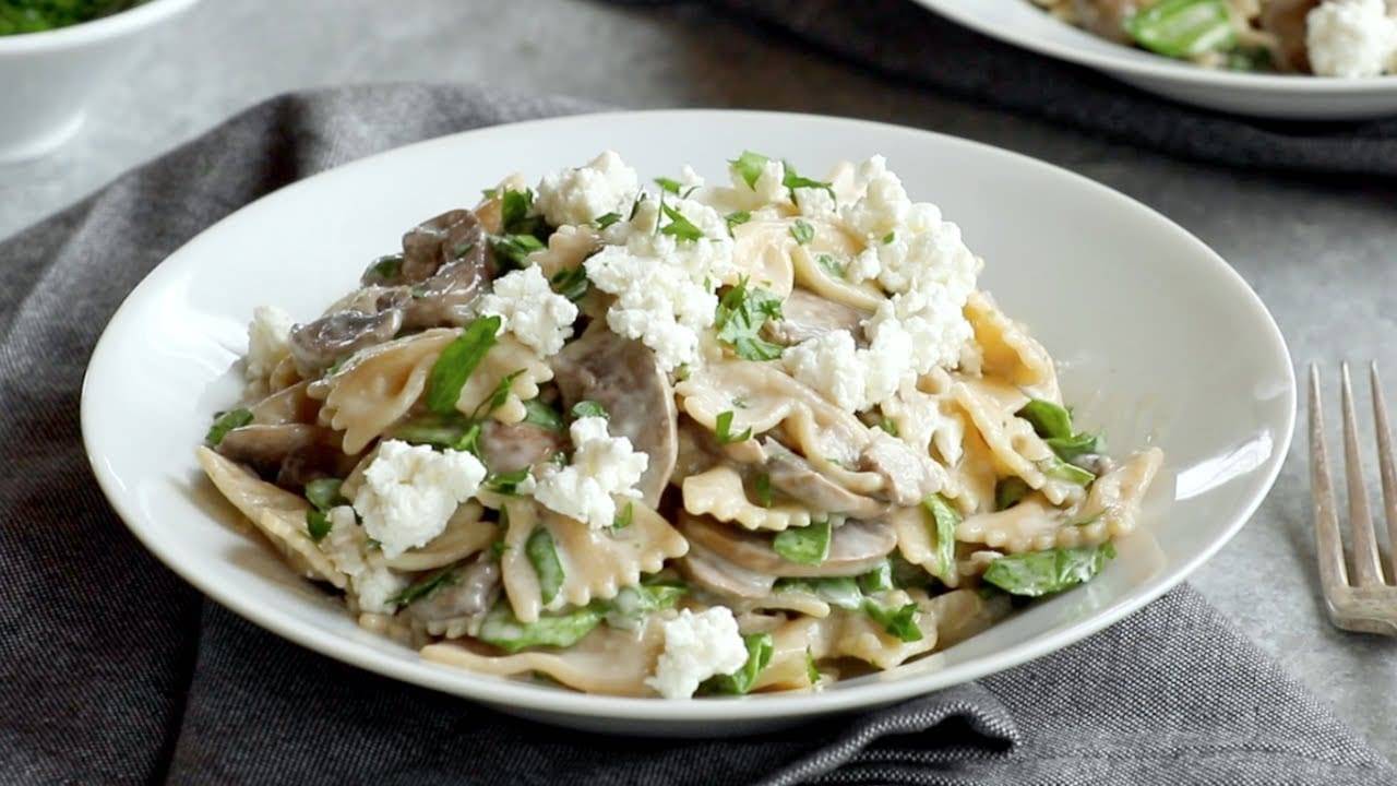 Date Night Mushroom Pasta with Goat Cheese Recipe - Pinch of Yum