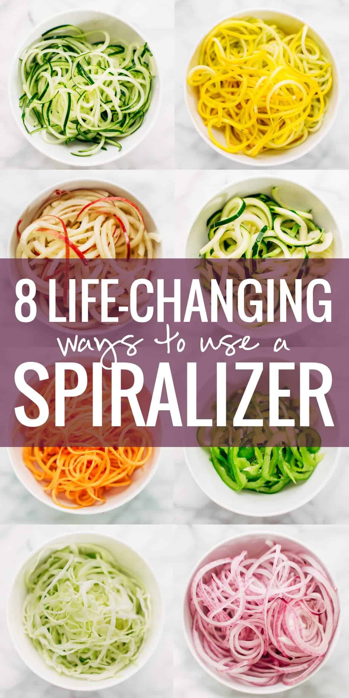8 Life-Changing Ways to Use a Spiralizer! This little $30 kitchen gadget makes healthy eating super fun and easy! | pinchofyum.com