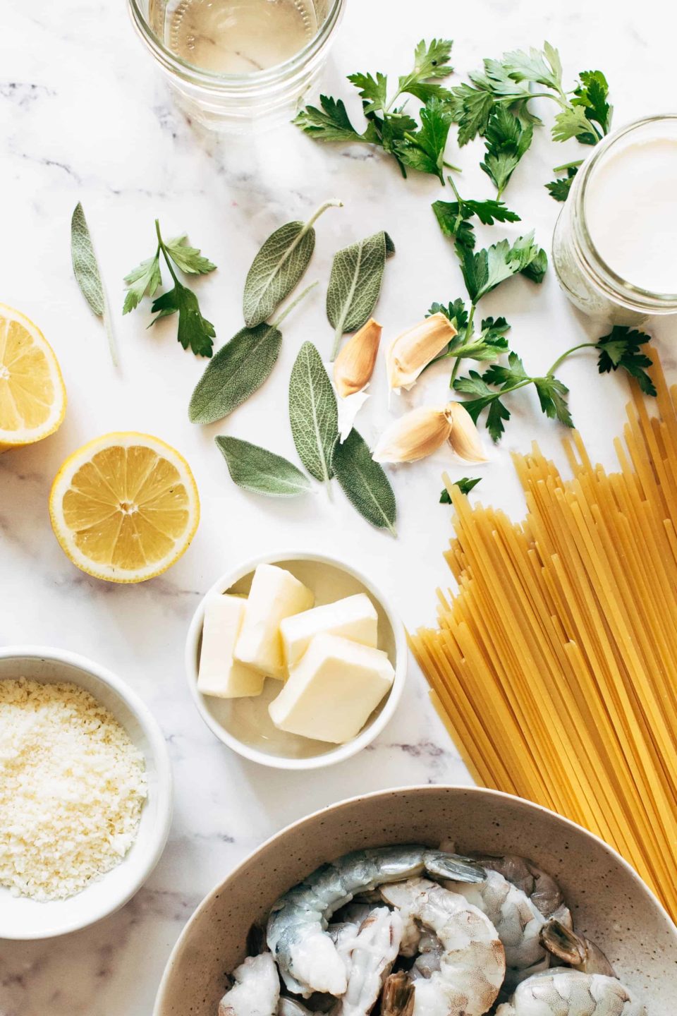 Garlic Butter White Wine Shrimp Linguine Recipe Pinch Of Yum